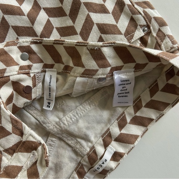 PacSun Chevron Herringbone Print Jeans size 24 - Brown & Cream Geometric Denim - Picture 6 of 9